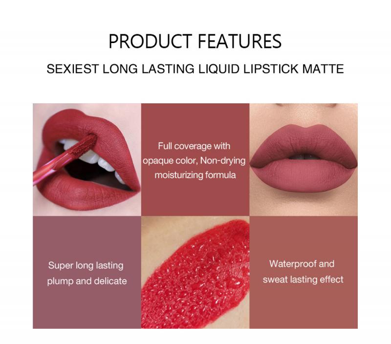 Matte Lipstick Liquid Makeup Set Long-Lasting Wear Non-Stick Cup, Waterproof Lip Gloss