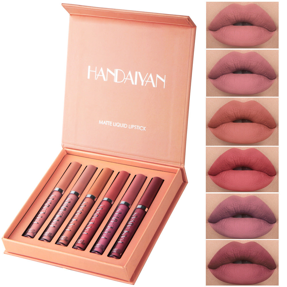 Matte Lipstick Liquid Makeup Set Long-Lasting Wear Non-Stick Cup, Waterproof Lip Gloss