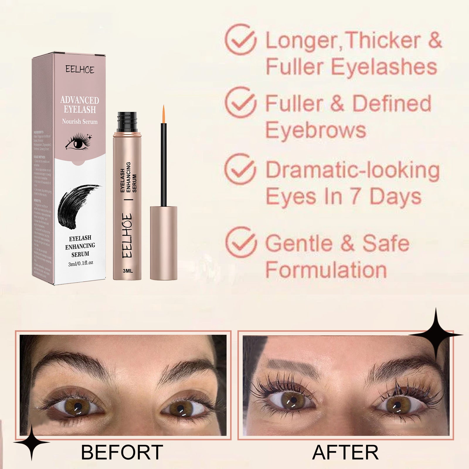 Women's Eyelash Enhancing Moisturizing Care Serum