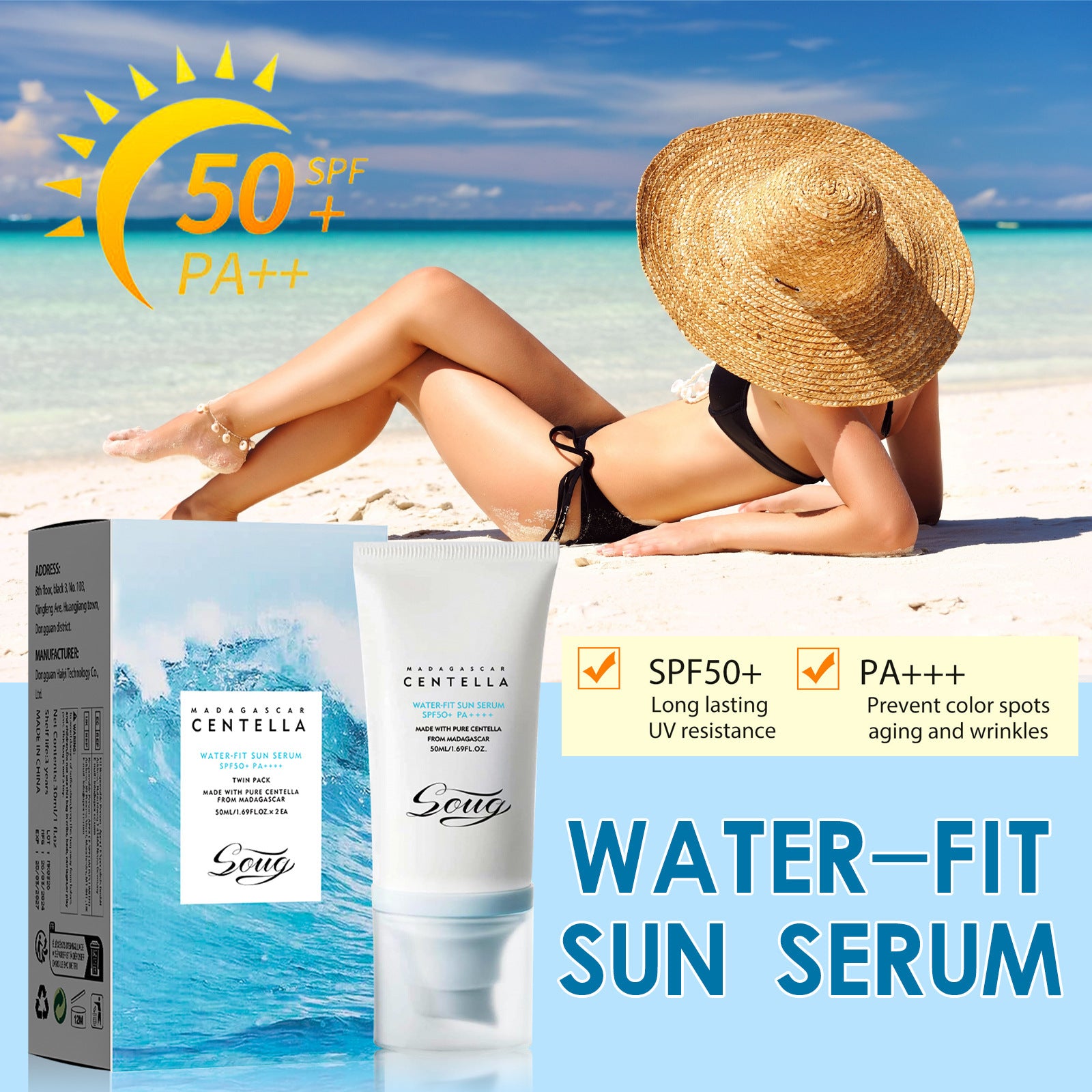 Water-fit Sun Serum Moisturizing And Waterproof Sweat-proof Makeup Primer Mild
